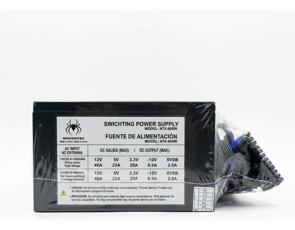Fuente De Poder Para Pc Atx 600w 20+4 Pines Sata Intel Amd Gris Oscuro